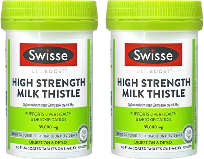 스위스 울티부스트 하이 스트렝스 밀크 시슬 엉겅퀴 추출물 500mg 타블렛, 60정, 2개 - 쿠팡