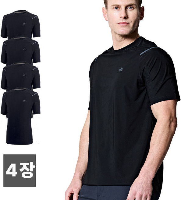 스타일필드 4세트 남성용 쿨 아이스 반팔 워킹 라운드 티셔츠 A307