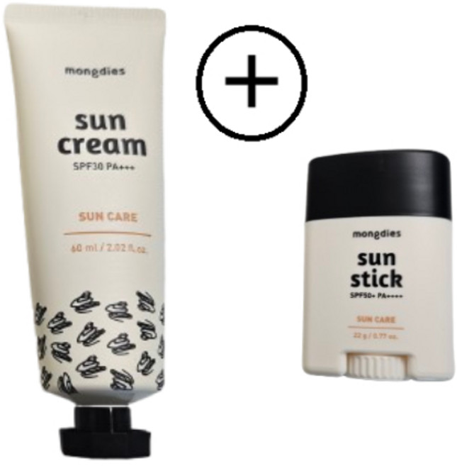백희네 몽디에스 1+1 교차가능 UV자외선차단제 선쿠션 선스틱 선크림 클렌징워터, 2개, 250ml