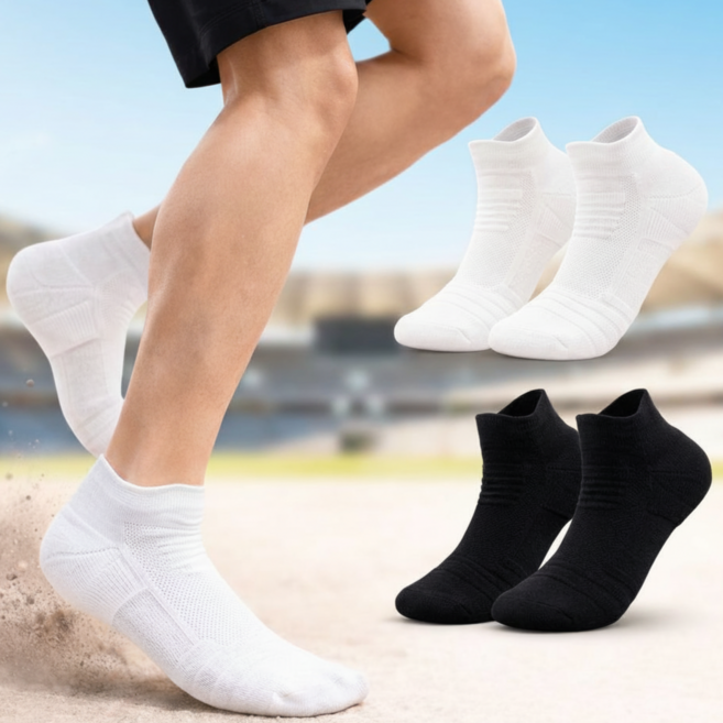 실리마켓 족저근막염 뒤꿈치 패드 기능성 이중 쿠션 두꺼운 스포츠 양말 통증 완화, 5세트, 화이트