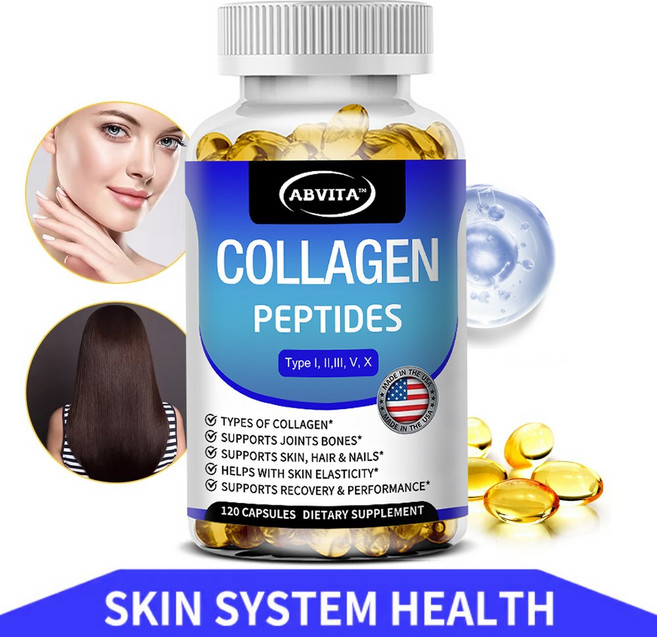 콜라겐 펩타이드 60/120캡슐 타입 I II III V X 복합 5종 1800mg 고함량 관절 & 피부 & 모발 영양제, 3개, 60정