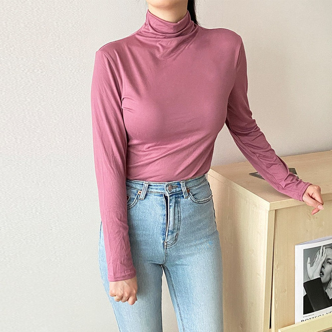 레깅스 레이어드 우정 반목 폴라 반폴라 이너 베이직 소프트 티셔츠