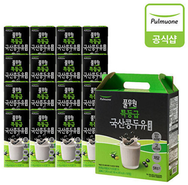 풀무원 특등급 국산콩 서리태 두유, 16개, 190ml