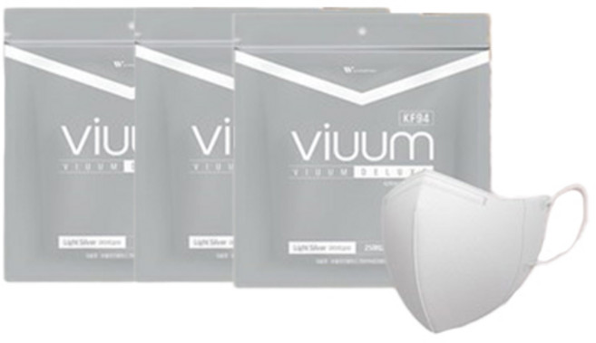 비움 마스크 KF94 디럭스 25매*3팩 여름용 새부리형 마스크, 25매입, 3개, 라이트실버-중형