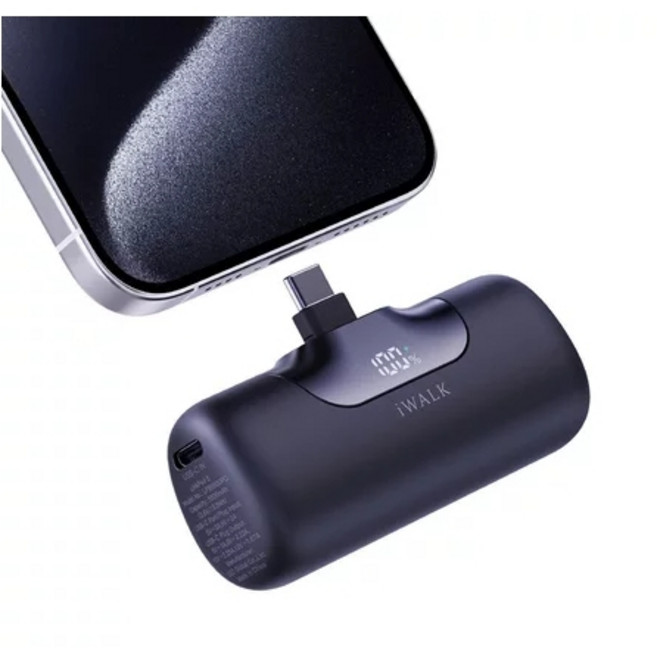 iWALK 第六代口袋行動電源 5500mAh 快充20W 快速充電 iPhone 15, 墨黑