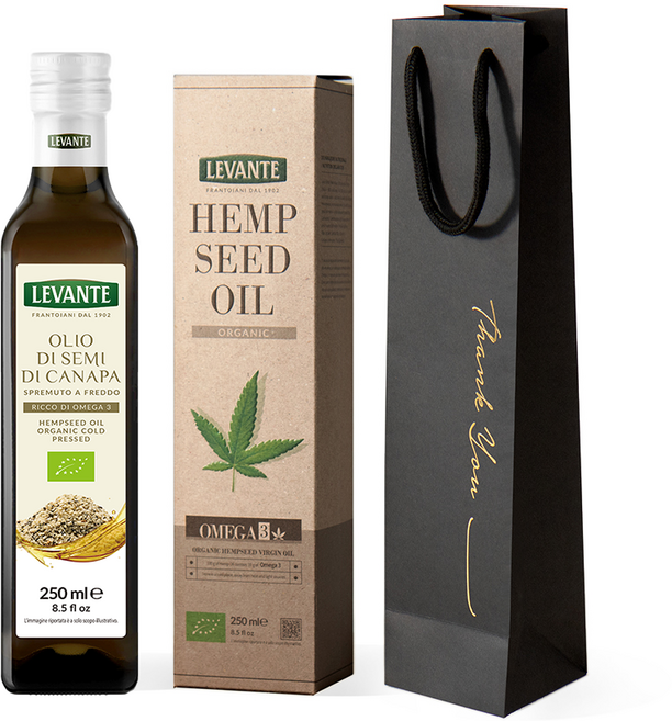 [선물세트]르반테 유기농 대마종자유 250ml 1병 햄프씨드오일 + 감사쇼핑백 스푼s 포함, 1개