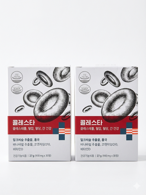 콜레스타 콜레스테롤 혈압 혈당 간건강 홍국 밀크씨슬 바나나잎 추출물 30정X2박스 30정 2개, 2박스, 30정