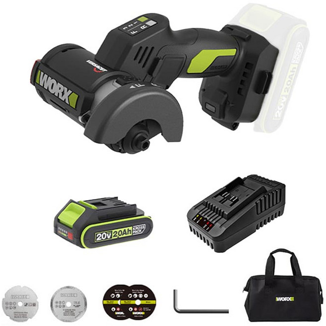 웍스 WU802 2.0싱글 초미니 20V 충전 앵글 그라인더 무선 전동 연마기 절단기, 1개