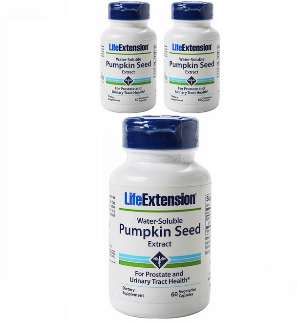 LIFE EXTENSION 水溶性南瓜籽萃取素食膠囊, 60顆, 3罐