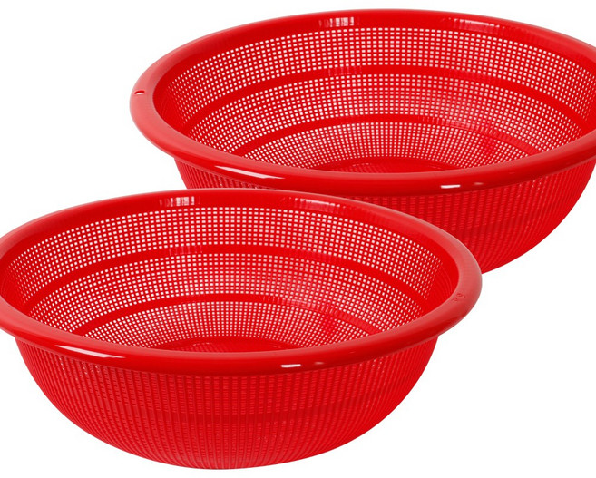 카시안 원소쿠리 2개 세트 NA 원형 소쿠리 채반 광주리 김장 배추절임, 1세트, 레드