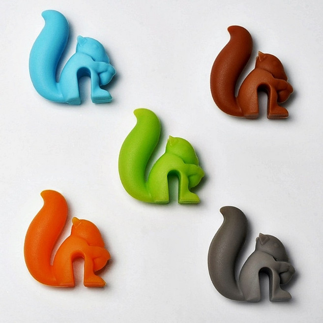 실리콘 다람쥐 티백걸이 티홀더, 실리콘 다람쥐 티백걸이(컬러랜덤)