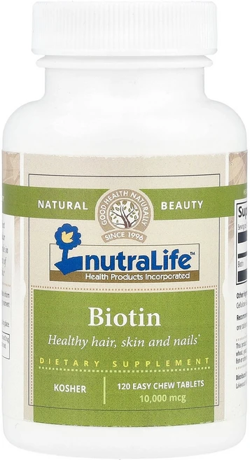 NutraLife Biotin 10 000 mcg 120 Easy Chew Tablets, 1개, 120정 - 쿠팡