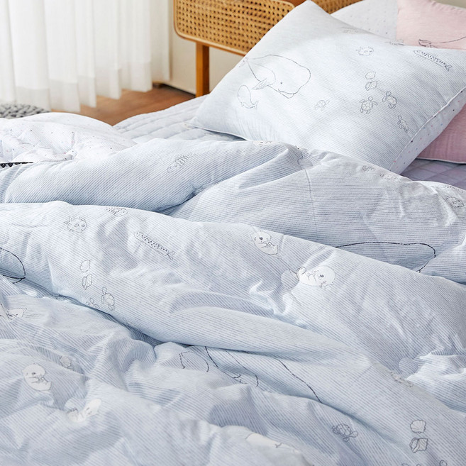 마린 60수 오가닉 순면 간절기 차렵이불+베개커버 침구세트 / SS 주니어침구