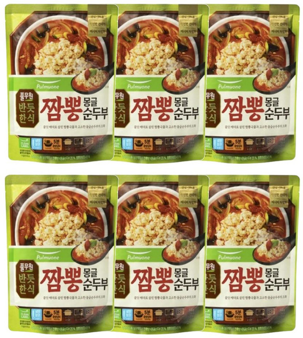 풀무원 간편국 밀키트 자취생 [반듯한식] 짬뽕 몽글순두부 500g 6개