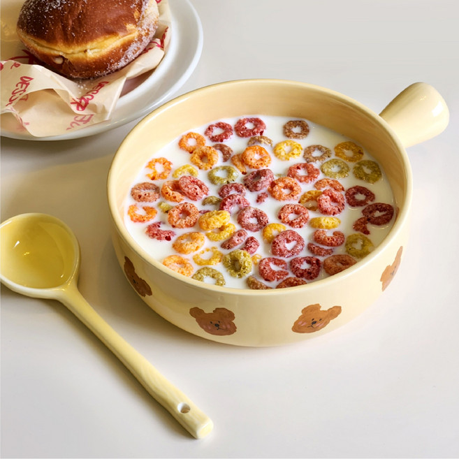 헤이루미 시리얼 볼 세트 버터베어 치즈컵, 곰돌이 볼+스푼, 1개