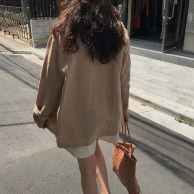 (L-XL)여성 린넨 자켓 하객룩 출근룩 여름 간절기 여자 긴팔 마자켓 오피스룩