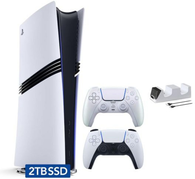 6위 - 소니 플레이스테이션 5 프로 2TB SSD 디지털 콘솔 컨트롤러 2개 화이트 및 크로마 펄 듀얼센스 듀얼 충