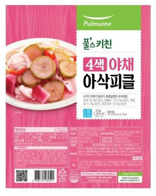 풀무원 4색 야채 아삭 피클 2kg 1개