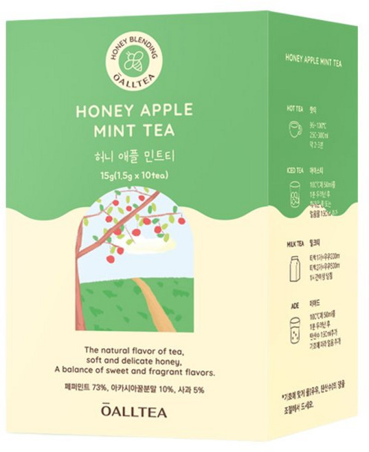 올티 꿀차 꿀티 허니티 삼각티백 허니 애플민트티 1.5g 10개입 1개