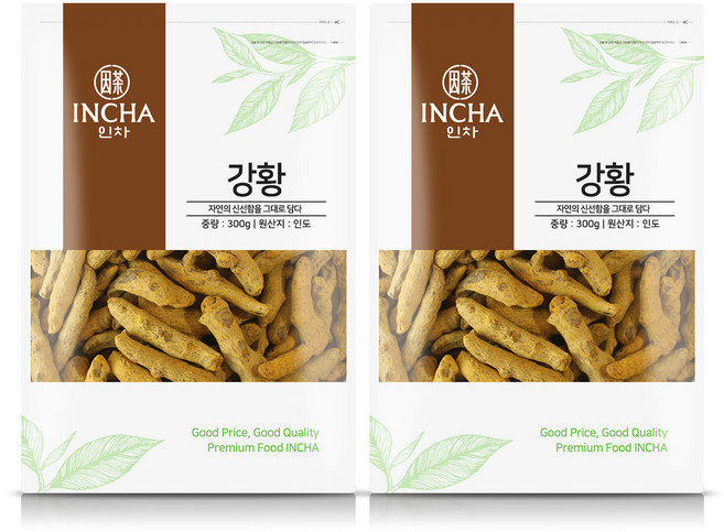 인차 인도산 강황 강황뿌리, 2개, 300g