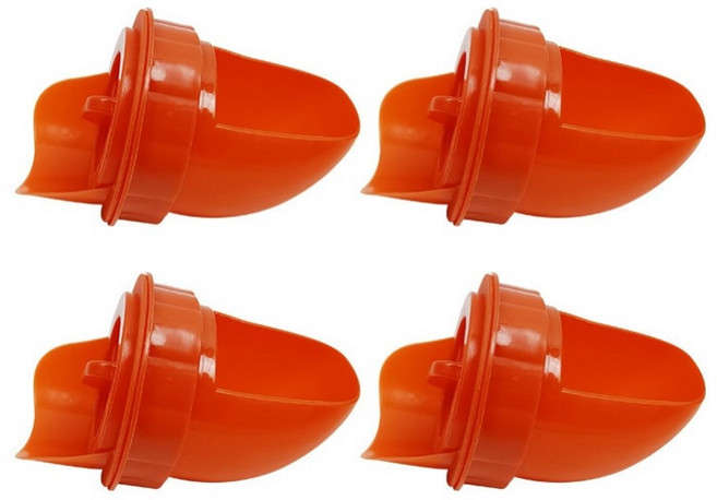 치킨 피더 DIY 방수 가금류 포트 유출 감소 음식 농장 오리 구멍 키트 트로프 오프너 도구, 4Pcs Orange Feeders