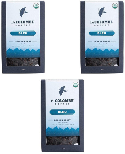 La Colombe 라콜롬브 블루 오가닉 다크 로스트 홀 빈 커피 노트 코코아 마카다미아 스위트 크림, 3개