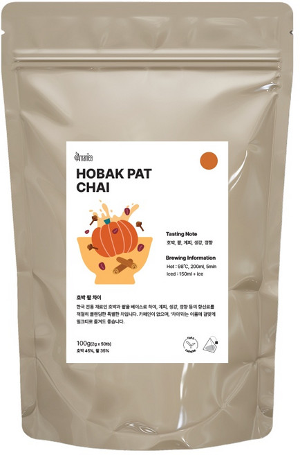 아망티 호박 팥 차이 블렌딩 건강차 티백 2g 50개입 1개