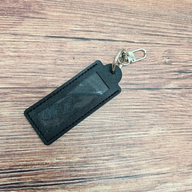 可手寫空白姓名吊牌, 1個, 黑色-皮質書包扣