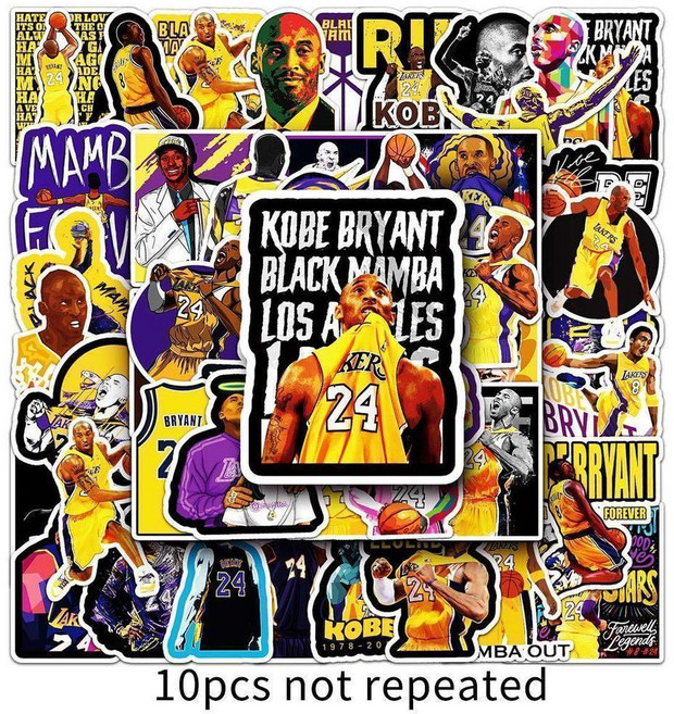 Kobe Bryant 籃球球星卡通貼紙 51張 防水適用於行李箱/滑板/手機/汽車/摩托車/吉他, 1個, 10張 科比159