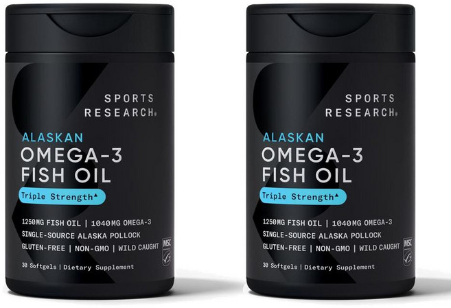 스포츠리서치 알레스카 오메가3 피쉬오일 트리플 스트랭스 1250mg 소프트젤 30정 2개