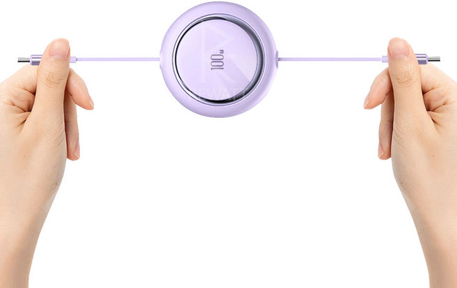 리와트 CtoC PD 릴케이블 초고속 충전 5A 100W KC-5R, 1개, 퍼플, 1m