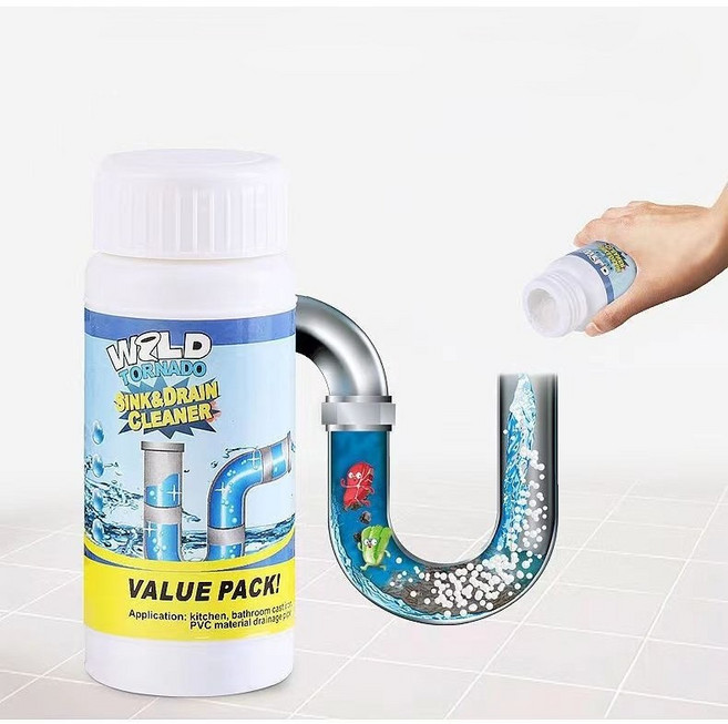 하수구 클리너 가루 막힘 해결+냄새 제거 + 기름때 분해 3 in 1 배관 세정제, 108g, 1박스