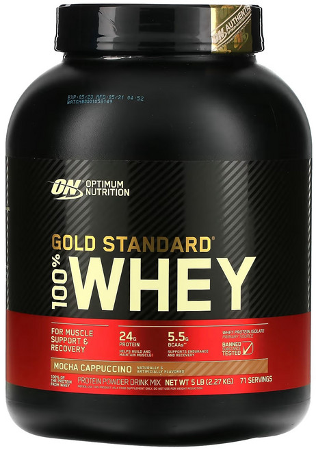 옵티멈뉴트리션 골드 스탠다드 웨이 프로틴 아이솔레이트 단백질 보충제 모카 카푸치노, 1개, 2.27kg