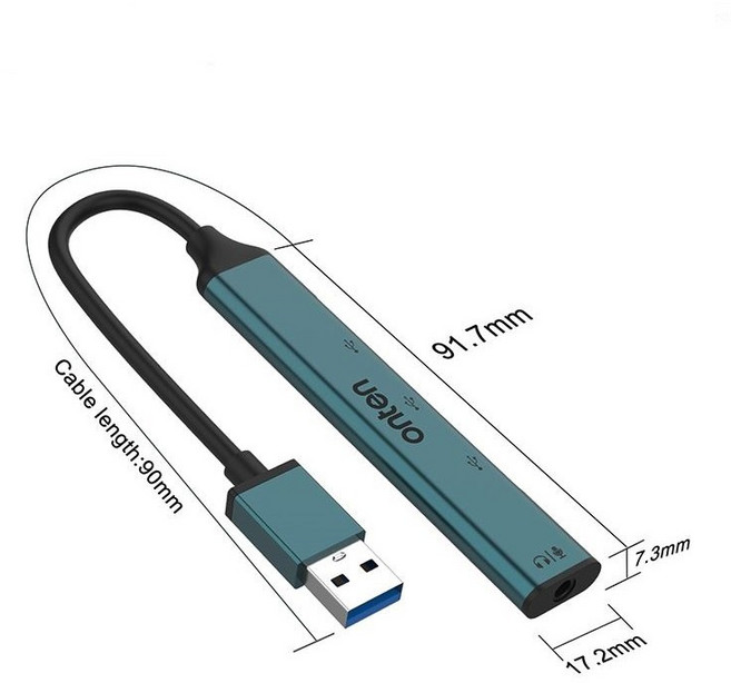 USB2.0 3포트 멀티허브 3.5mm 잭 이어폰 USB확장 분배기 노트북 PC 컴퓨터 키보드 마우스 외장하드, 1개
