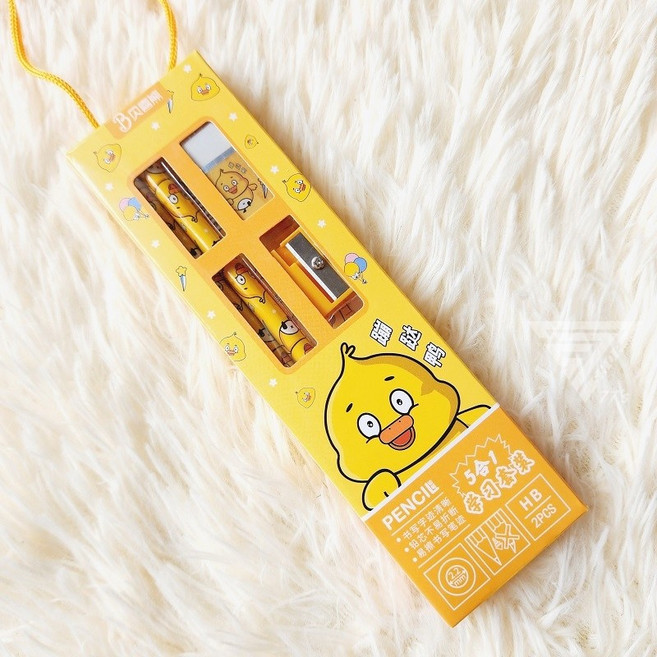 可愛文具套裝禮盒 兒童生日禮物 幼兒園開學小禮品 學生獎品 創意獎勵 幼兒園分享禮, 鴨鴨, 1個