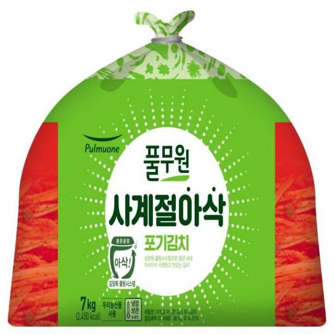 풀무원 간단반찬 혼밥 엄마손맛 우리가족반찬 업소용 [생산직송] 사계절 아삭 포기김치 7kg, 1개