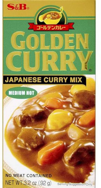 S&B 골든 커리 일본 카레 믹스 미디엄 핫 3.2온스, 1개, 90.7g
