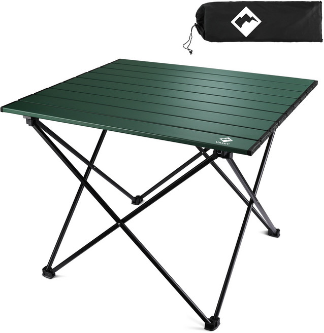 VILLEY 1-2인 접이식 캠핑 테이블 캠핑용품 피크닉 낚시 레저, 그린