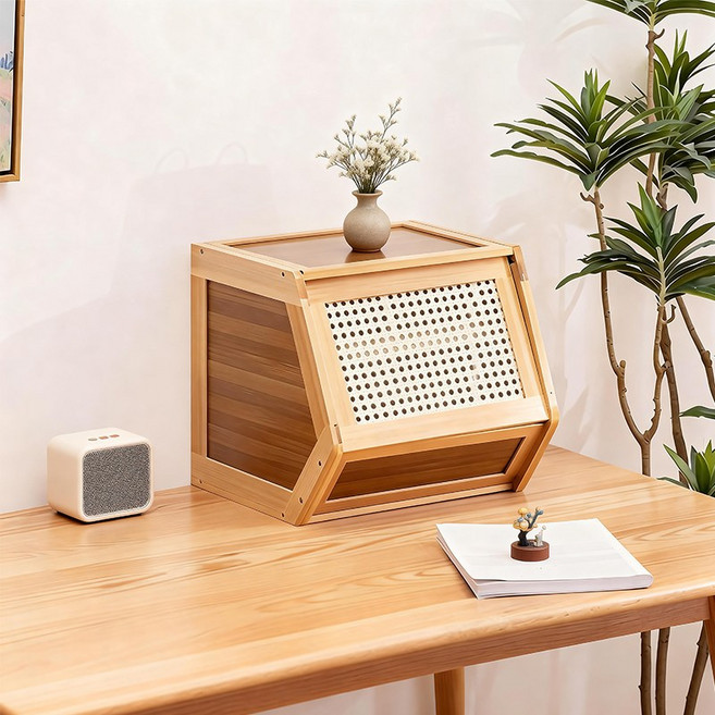 홈컴 수납장 레이어드 거실 적립식 서랍장 다용도 정리함, 원목색