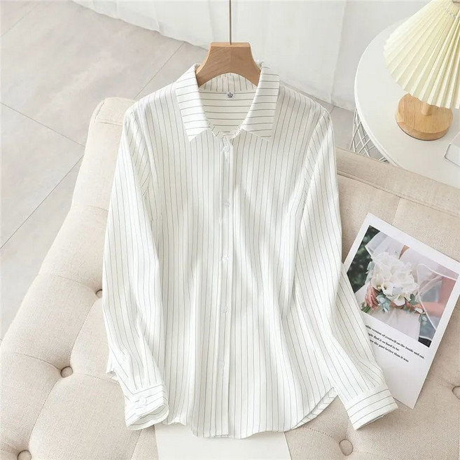 여성 끈무늬 루즈핏 패션 블라우스 긴팔셔츠 오피스룩LCL262