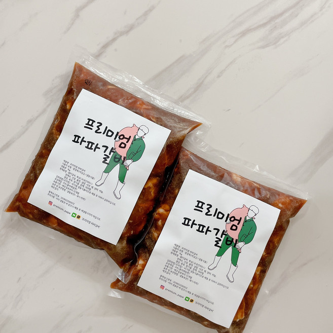 프리미엄파파갈비 - 국내산100%선별 목살 돼지갈비 1kg 1등급이상 한돈 수제양념, 1개