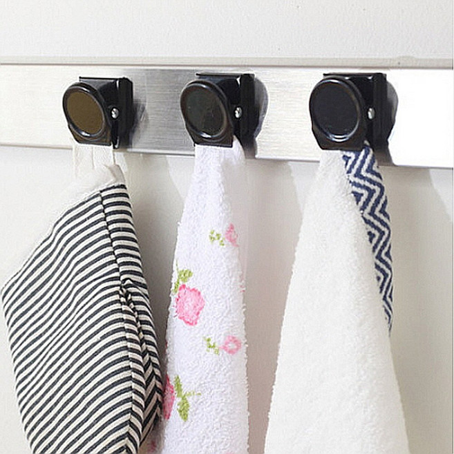 라이크홈즈 냉장고 자석 클립 집게 홀더 다용도걸이 2Pset 2color, 블랙