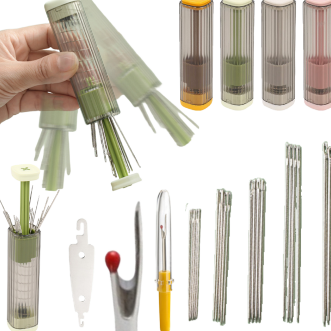 프라홈 자석 원터치 바늘통 손바늘 실뜯개 실꿰기 23종, 1개, 그린