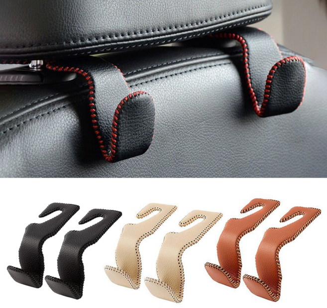 바이어블 착착 수납 차량용 헤드레스트 가죽 후크 걸이, 8개