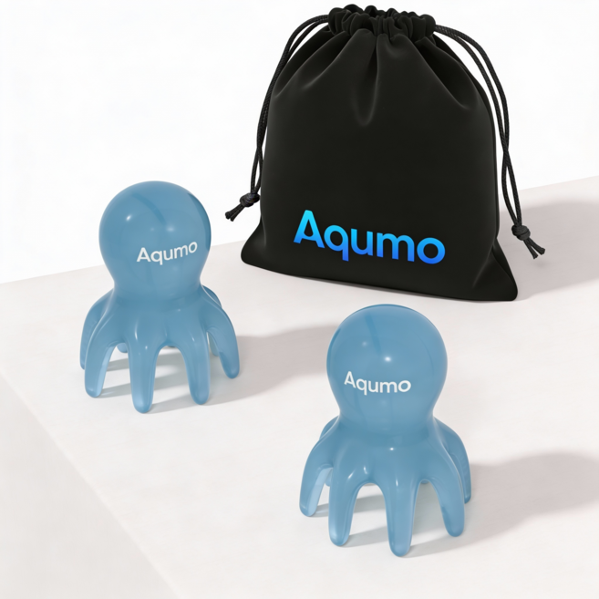 Aqumo 문어 두피 괄사 마사지기, 블루, 1세트