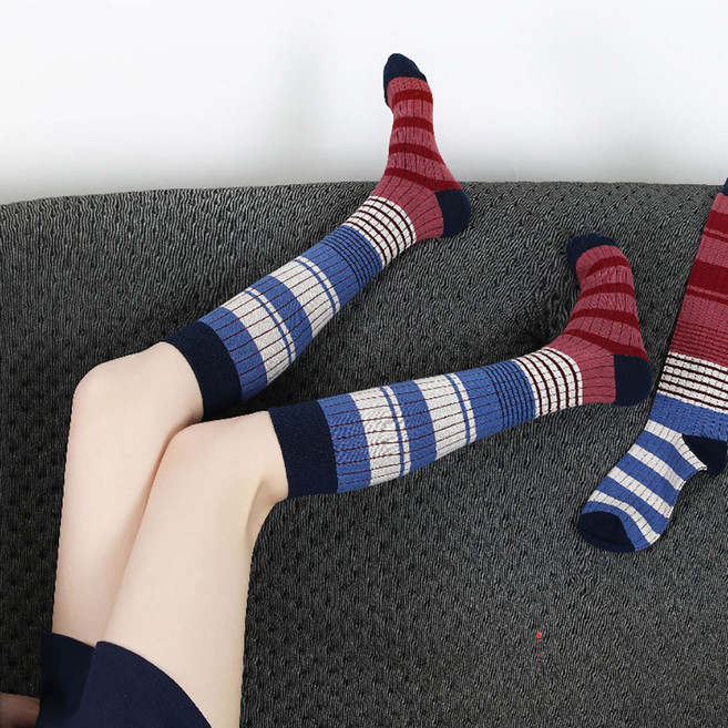 에이블탑 여성 니삭스 패션 골프 운동 종아리 압박 양말 n469, 1개, 04 블루화이트