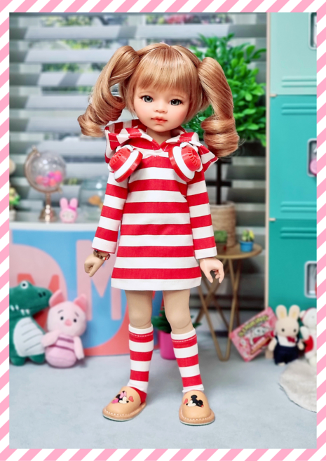 #파올라레이나 32cm ( 레드라인 후드원피스+양말 2종세트 ) #USD 26cm #도리스돌 30cm 옷[마구샵]#구체관절인형#bjd#인형옷#다락아이#관절바디#완제품, 파올라레이나 32cm, 1개