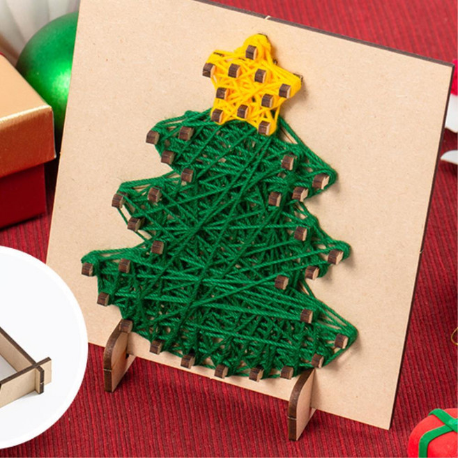 2인용 스트링아트 유아 트리 겨울 액자만들기 키트 어르신만들기수업 노인DIY, 1개