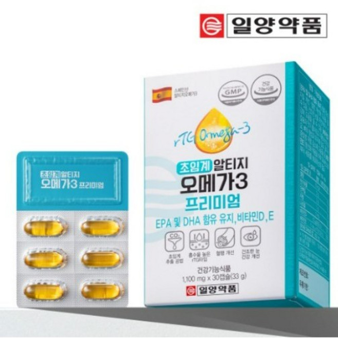 [일양약품] 초임계 RTG Omega-3 알티지 오메가3 프리미엄 30일분 (EPA 및 DHA 함유유지(오메가3) 비타민D E) 1일 1회섭취 [세람 판매], 1개, 30정