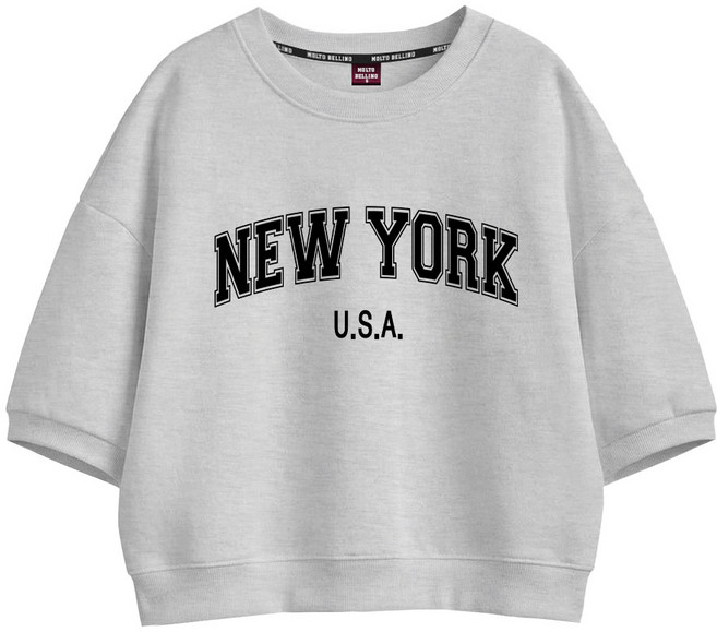 몰토벨리노 SF 뉴욕USA 오버핏 세미크롭 반팔 맨투맨 티셔츠